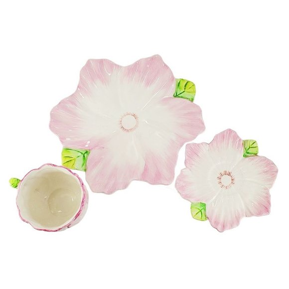 VTG 1992 THE BOMBAY CO Spring Blossoms Pink Tulip Tea Cup Saucer Dessert Plate - Picture 7 of 8